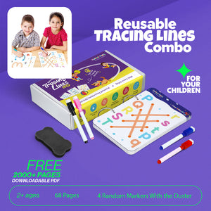 Reusable Tracing Book With 68 Pages + FREE Learning 2000+ pages PDF worksheet for kids